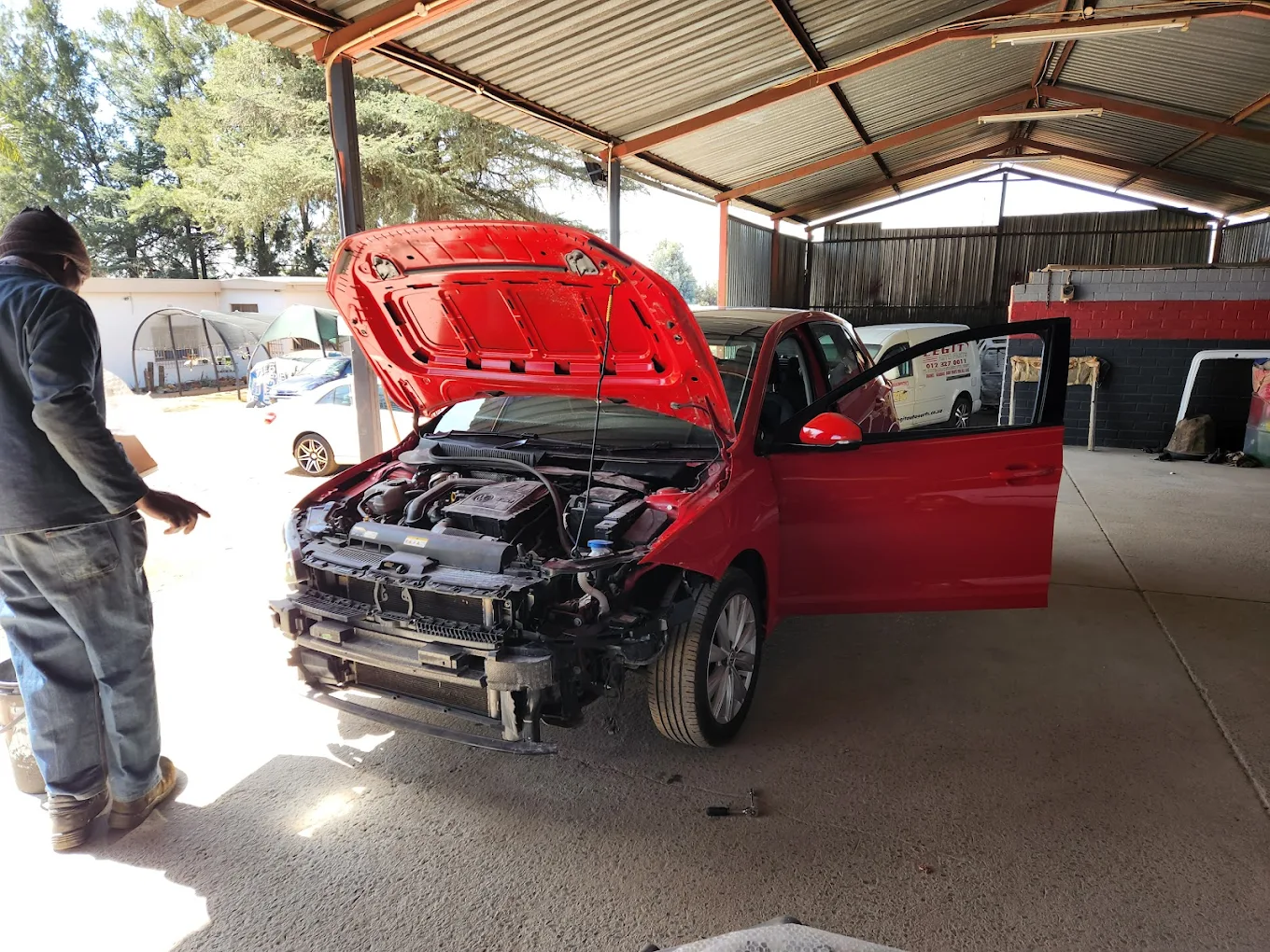 Accident damaged car repair at LEGIT Auto Parts panel beater workshop in Centurion